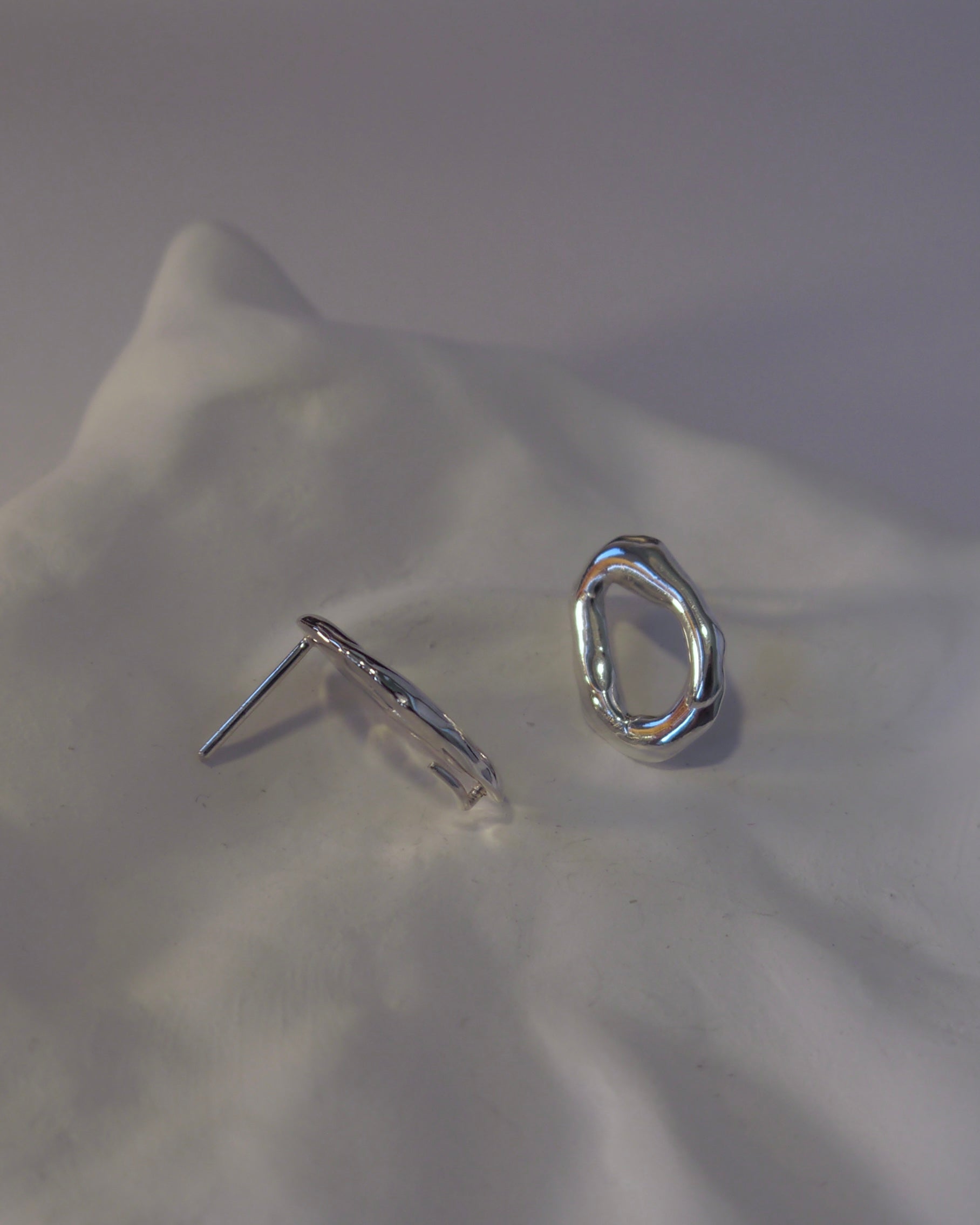 Toja - molten oval earring (with hook)